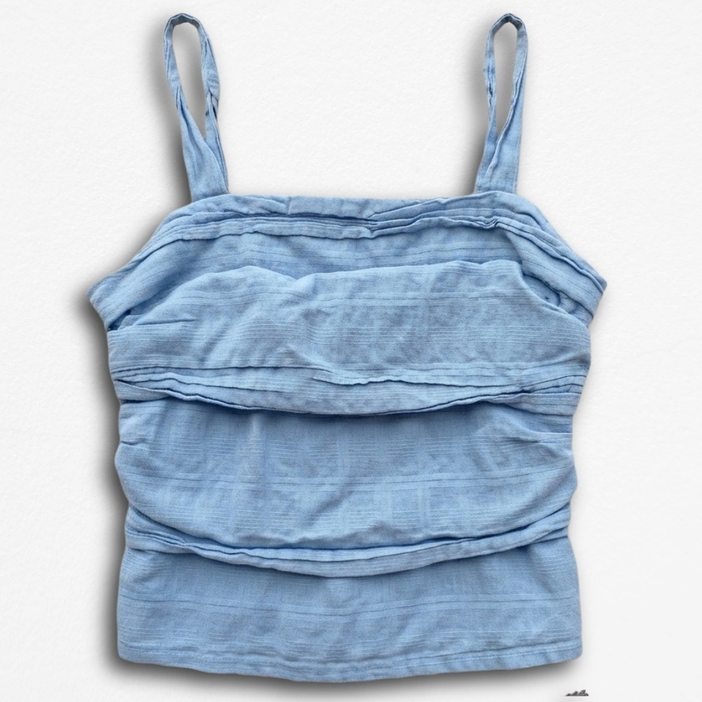 Abercrombie Kids Light Blue Ruffle Smocked Back Cami Tank Top Size 13/14